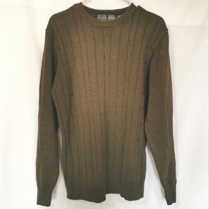 Oscar de la Renta Military Green Crew Neck Sweater - Sz M
